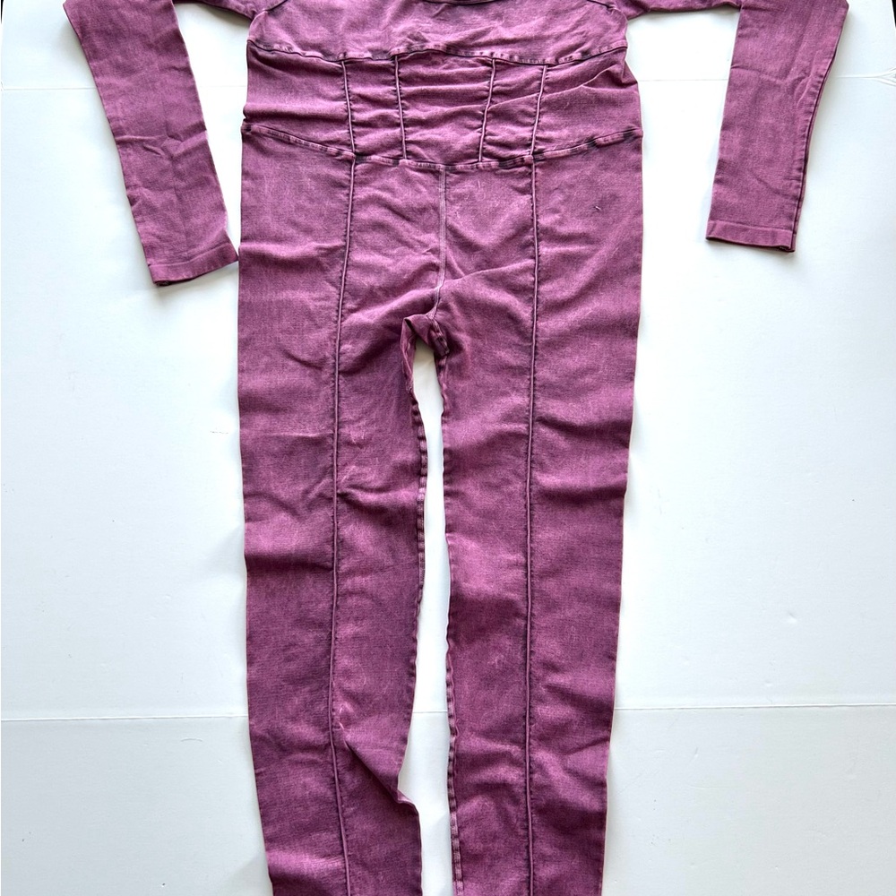 🍂NEW Free People Movement Good Karma Long Sleeve Onesie. Purple Acid Wash. M/L - Picture 4 of 16